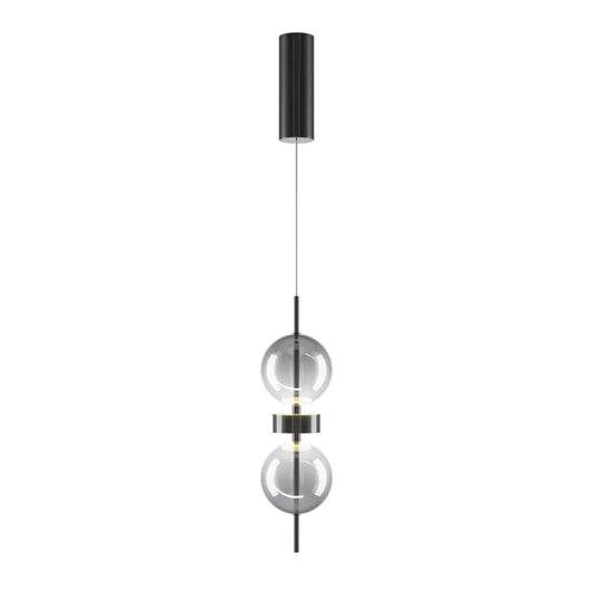 Pendul din Metal Negru si Sticla Fumuriu H359.5xD12cm Double Moon