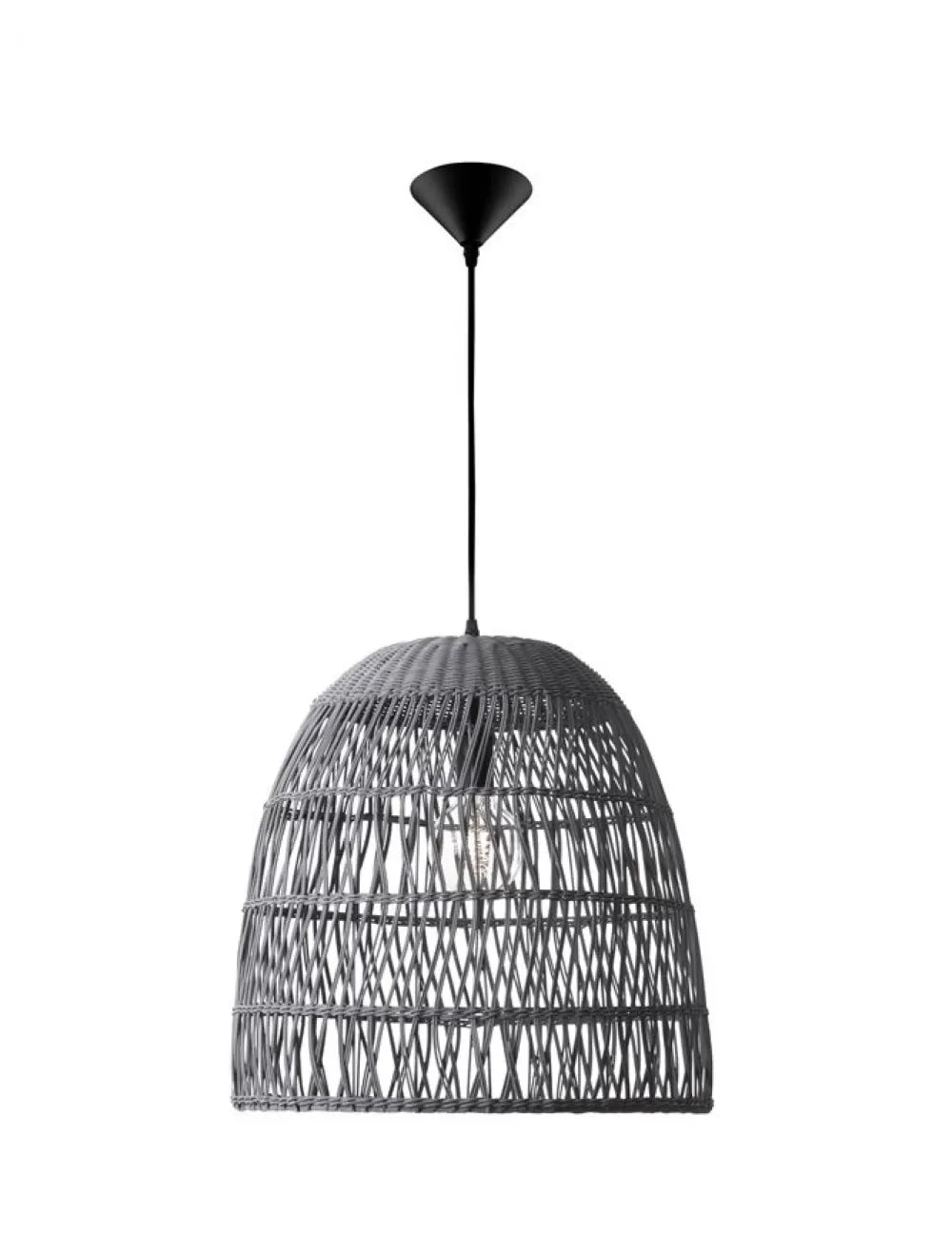 Pendul structura din Metal Negru si abajur din Ratan Gri H250xL46.5cm IP20 DESTIN