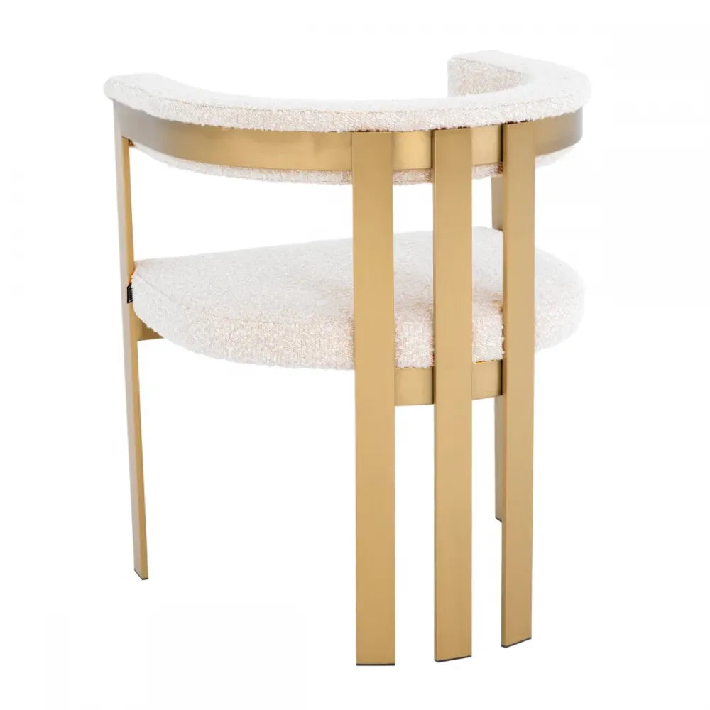 Scaun tapitat cu Stofa boucle Crem cu picioare din Metal Alama H73xL61xA56cm Clubhouse Eichholtz