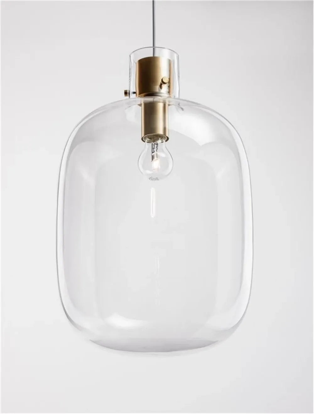 Pendul structura din Metal Alama si abajur din Sticla Transparent H198xL30cm IP20 CINZIA