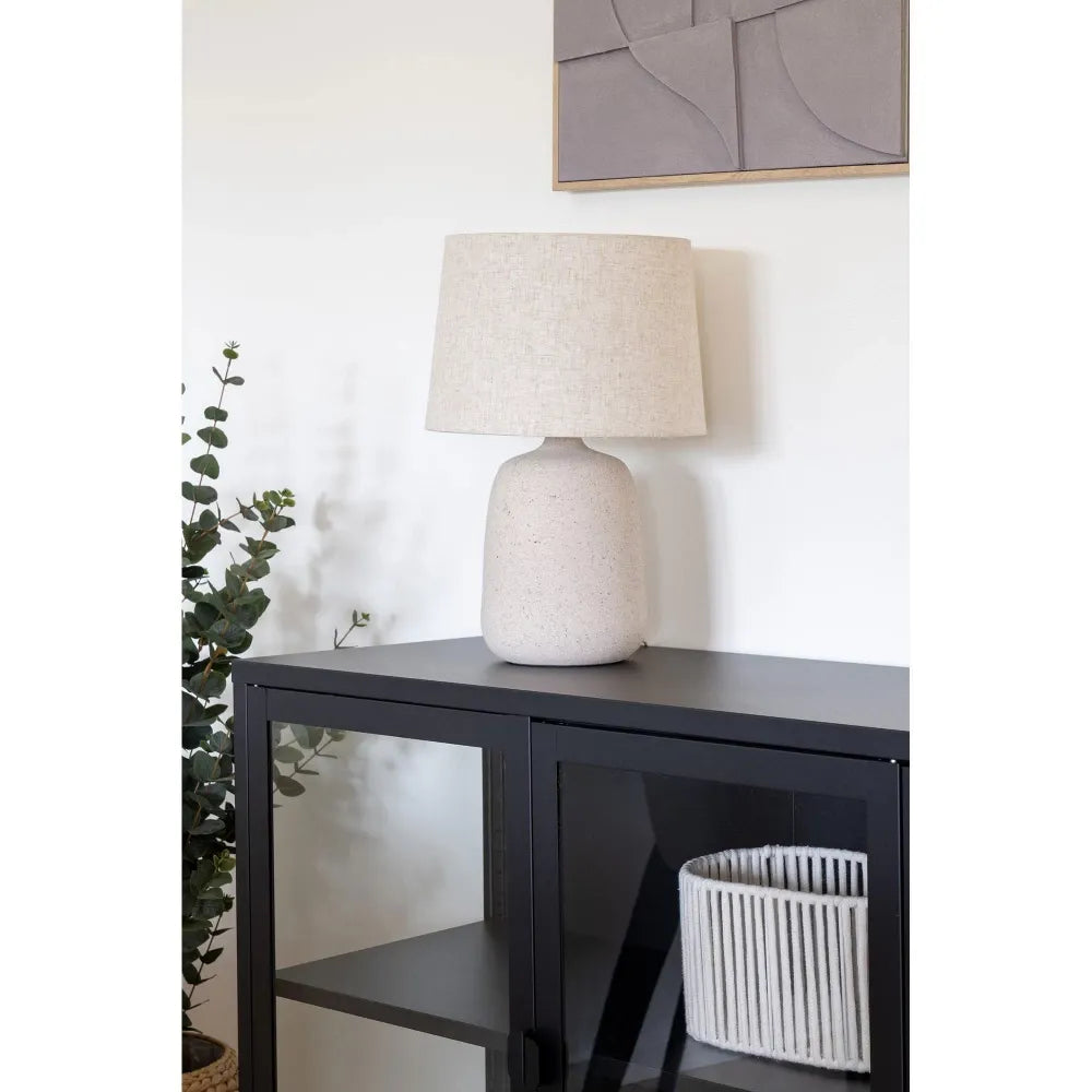 Veioza din Ceramica Bej si Textil Bej H46xD30cm Croft