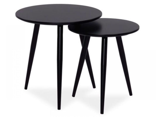 Set 2 masute de cafea Rotunde din MDF si Metal Negru D40/50xH45/50cm Cleo