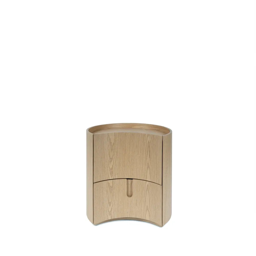 Noptiera rotunda cu 2 sertare Jordan de culoare stejar L52xH51cm