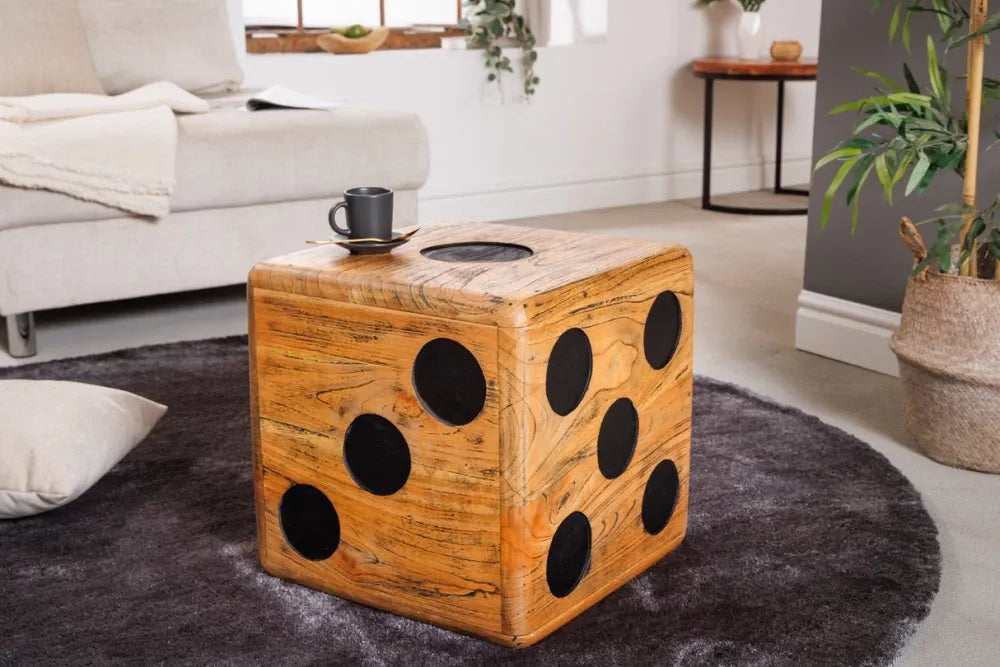 Masuta laterala din Lemn de mindi Maro/Negru H41xL41cm Cube