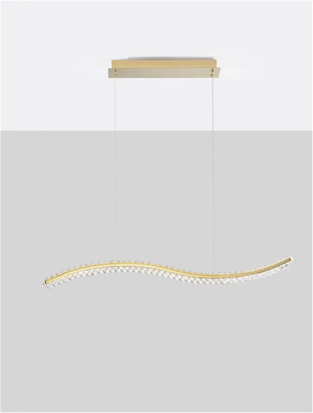 Lustra structura din Metal Auriu si abajur din Cristal Transparent H150xL100cm IP20 43W 3351lm 3500k AURELIA