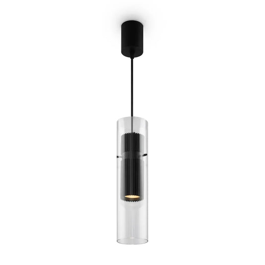 Pendul din Metal si Sticla Negru/Transparent H170xD8cm 50W Dynamics