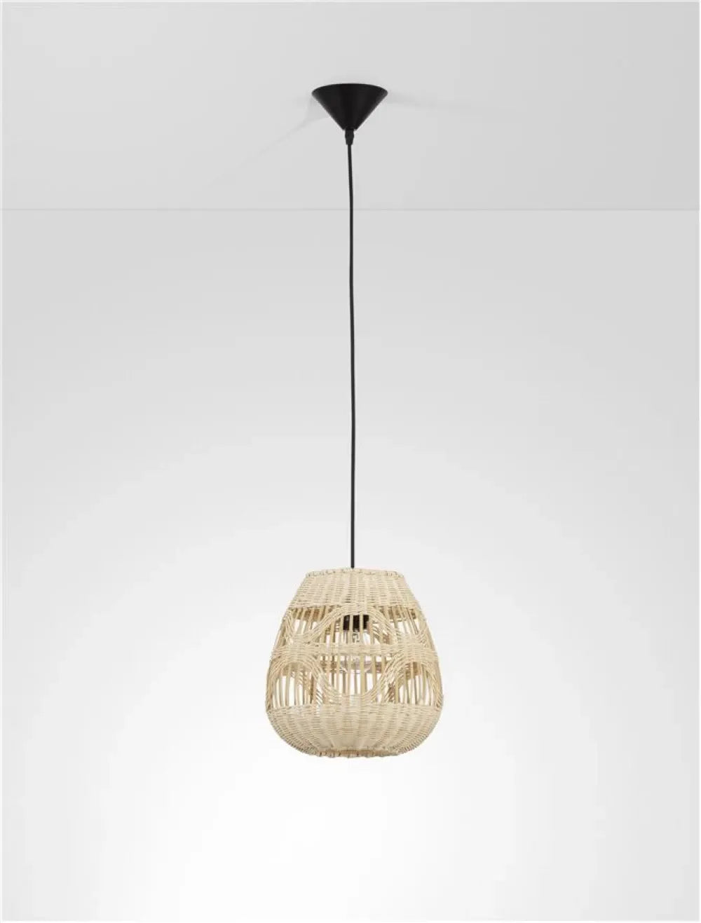 Pendul structura din Metal Negru si abajur din Ratan Bej H180xL27cm IP20 MARLO