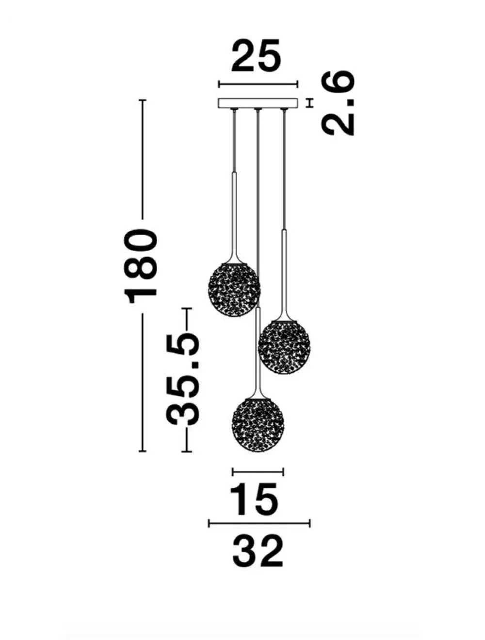Candelabru structura din Metal Auriu si abajur din Sticla Transparent H180xL32cm IP20 MIRANO