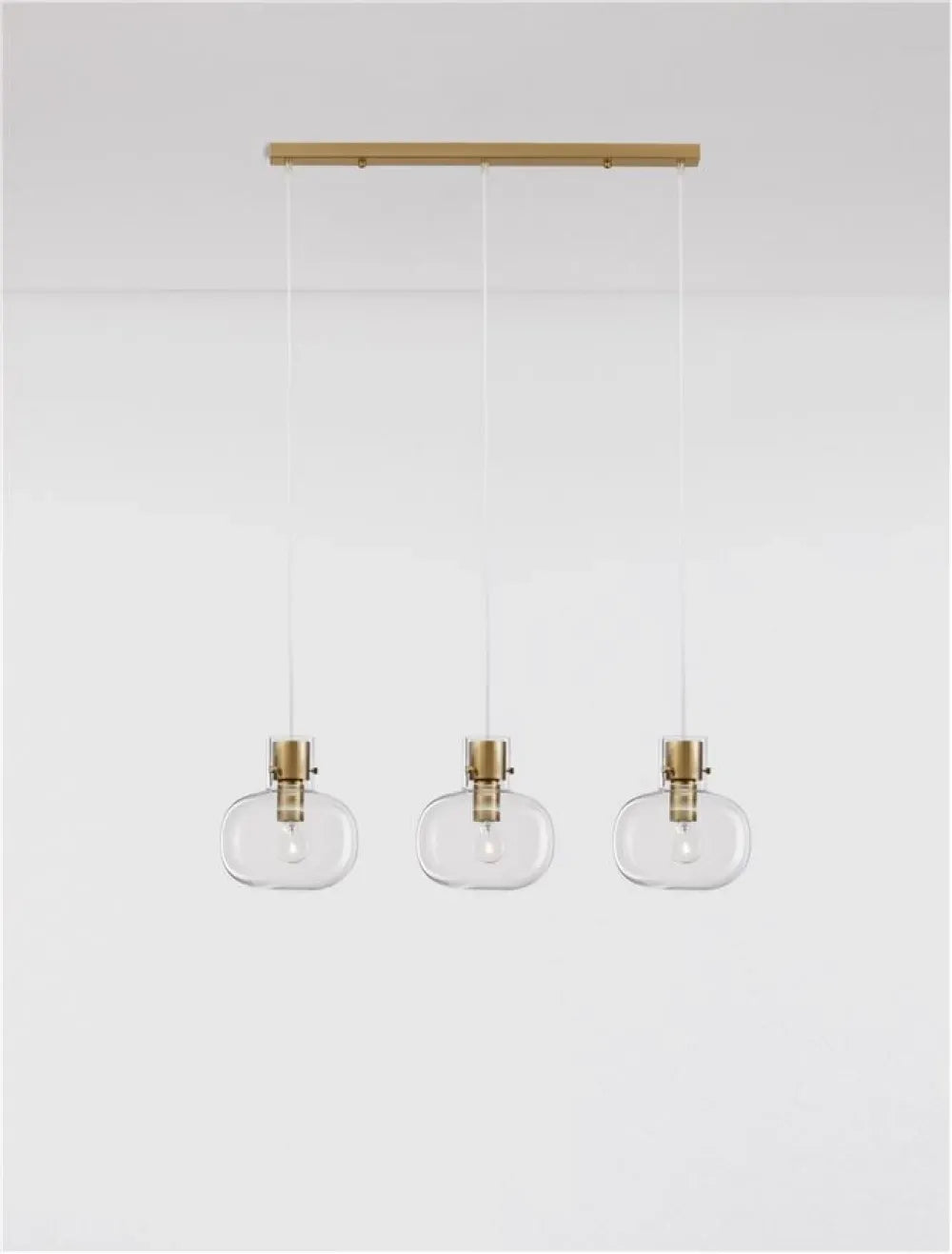 Lustra structura din Metal Alama si abajur din Sticla Transparent H175xL86cm IP20 CINZIA