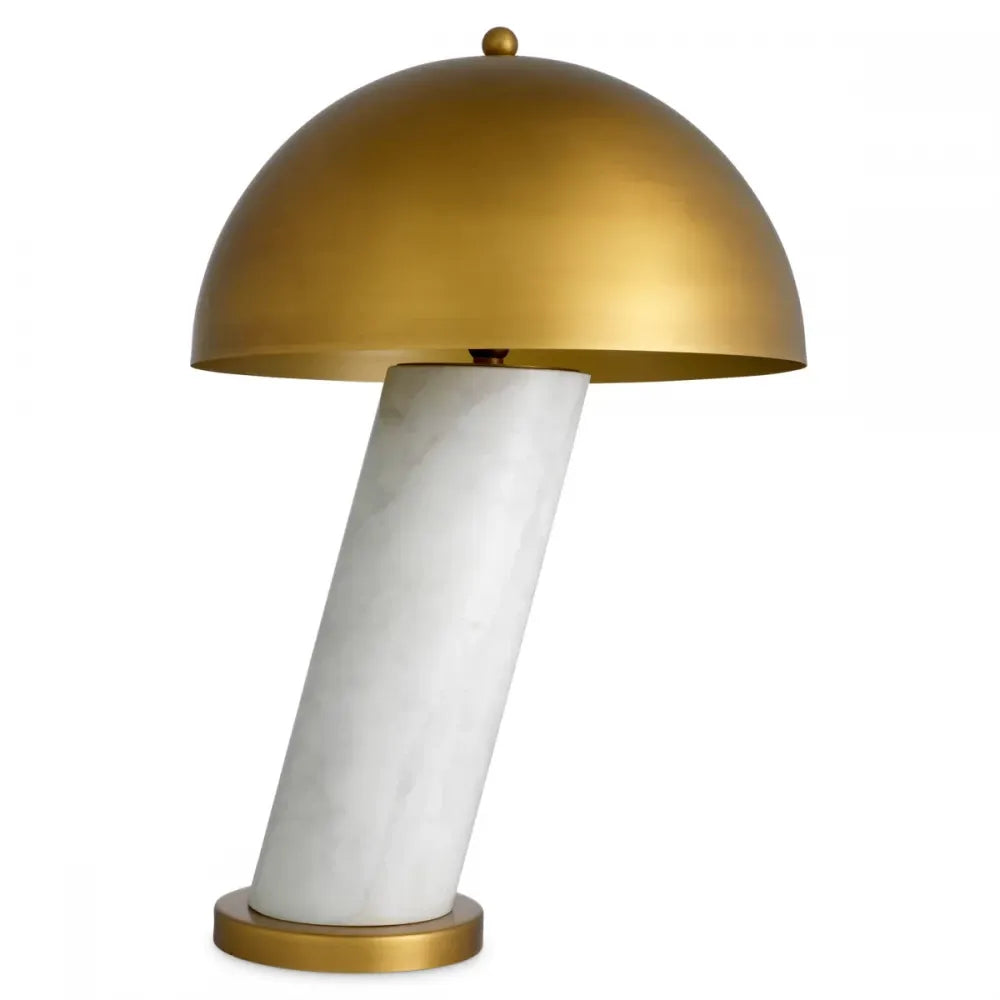 Veioza din Marmura/Metal Alb/Alama si Metal Alama H74xD50cm Daniel Eichholtz