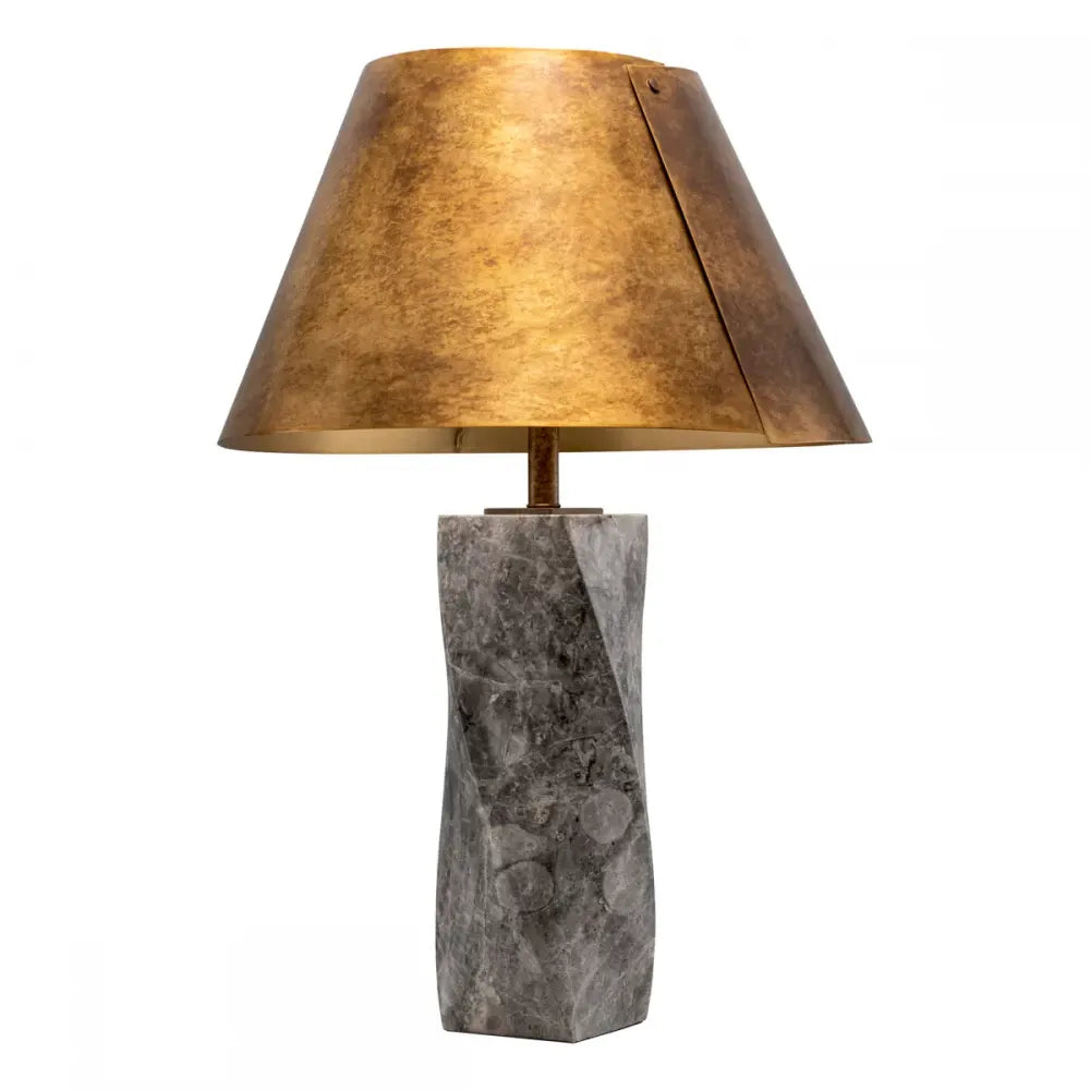 Veioza din Marmura Gri si Metal Alama H78xL17cm Camelia Eichholtz