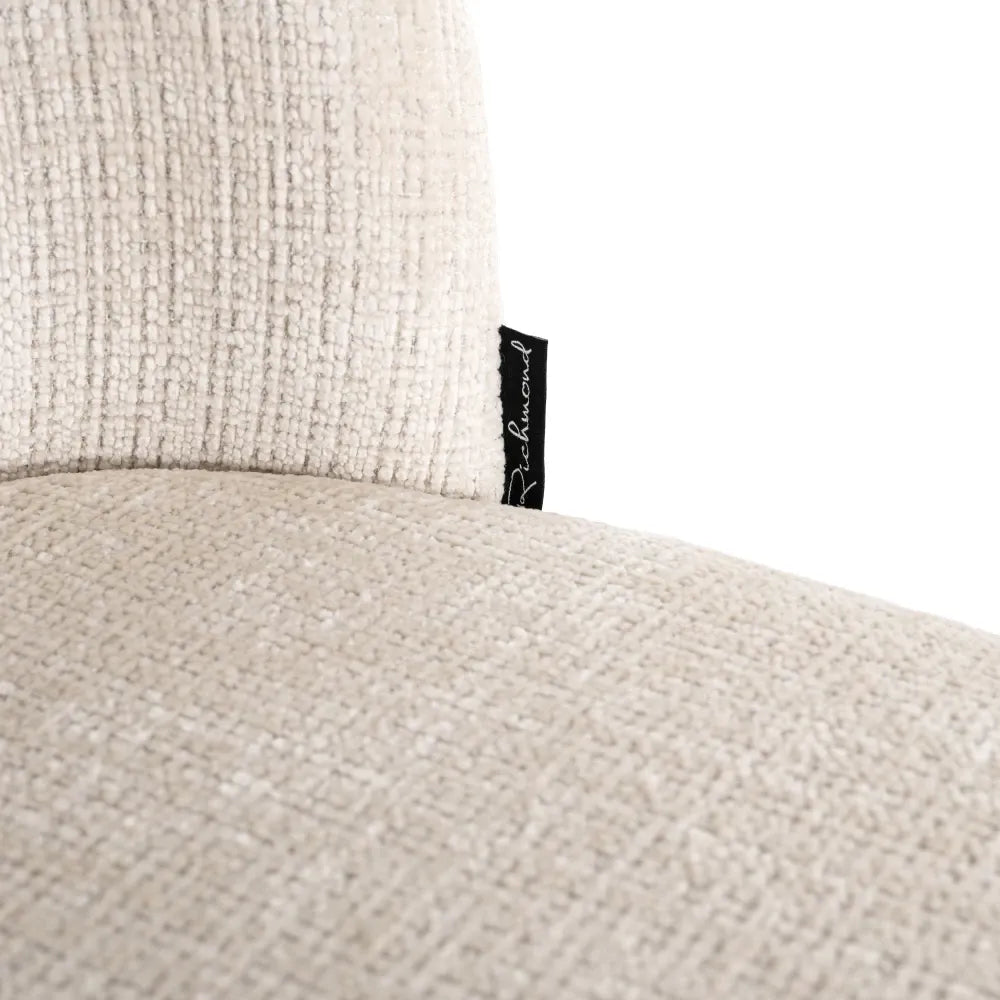 Scaun tapitat cu Chenille ignifug Bej cu picioare din Metal Negru H82xL53xA63cm Elvi Richmond Interiors