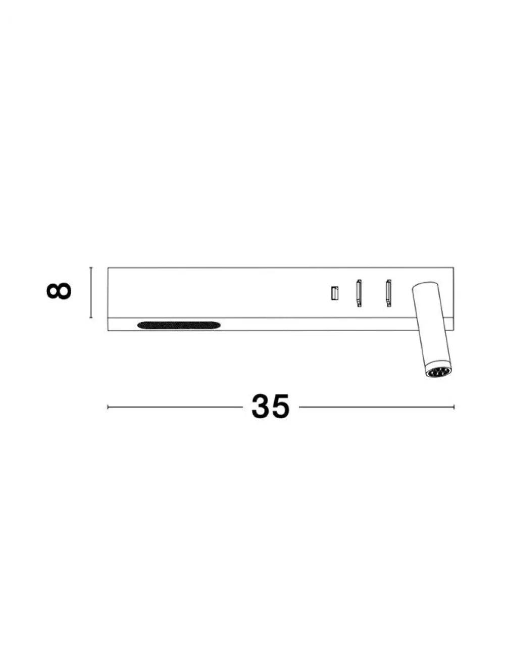 Aplica de perete structura din Metal Alb si abajur din Acrilic  H8xL35cm IP20 8W 560lm 3000k VIDA