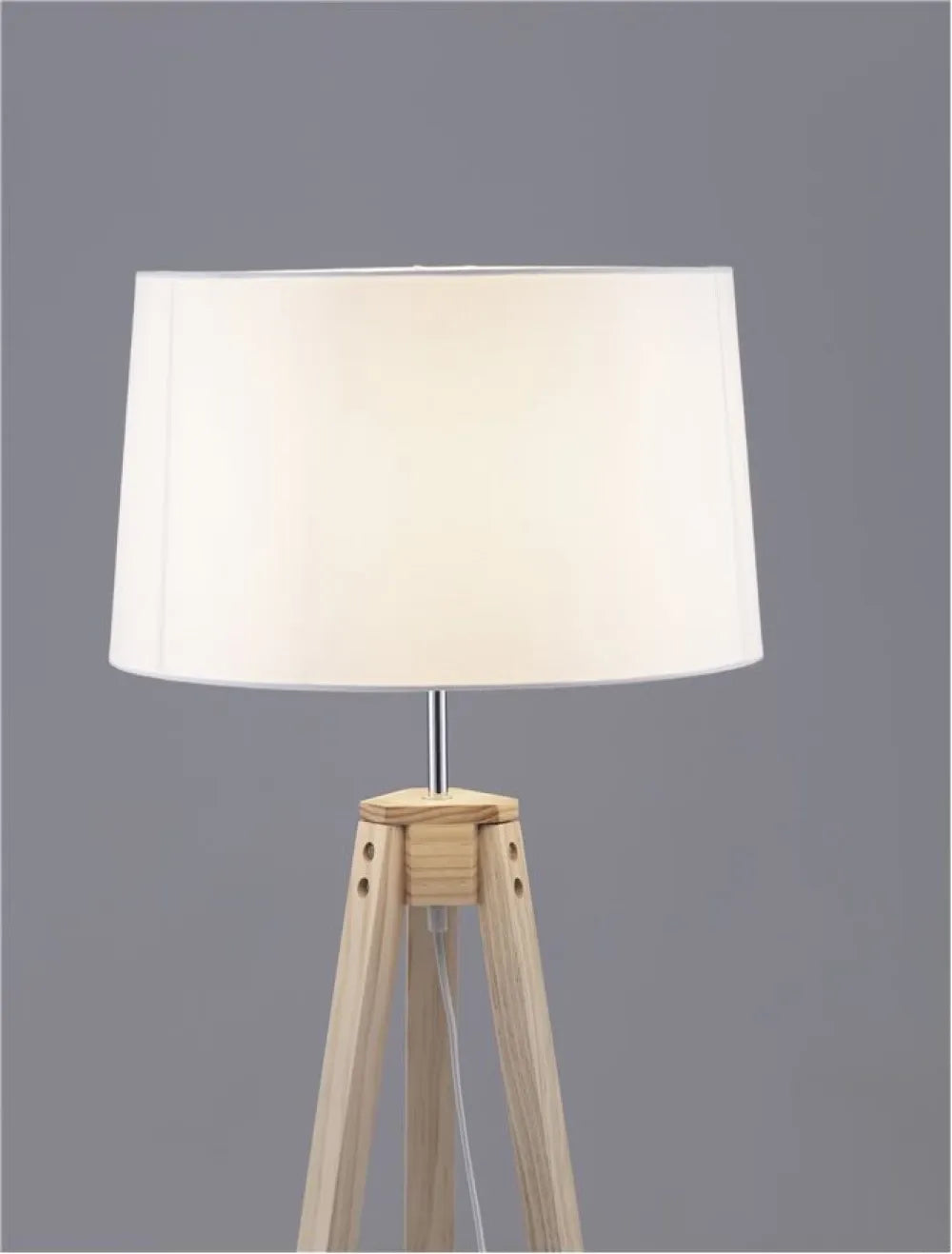 Lampa de podea structura din Lemn Maro si abajur din Textil Alb H145xL50cm IP20 LE ROY