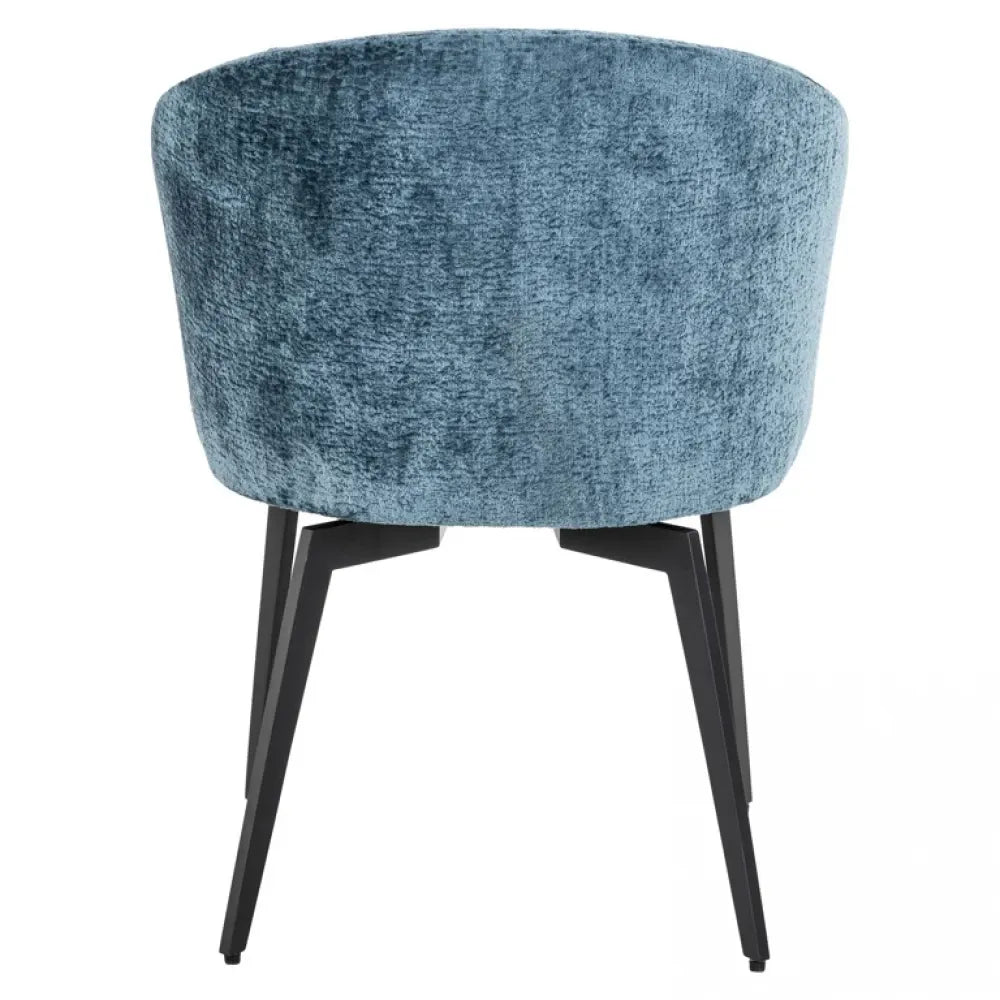 Scaun tapitat cu Chenille Albastru cu picioare din Metal Negru H77.5xL60xA65cm Amphara Richmond Interiors