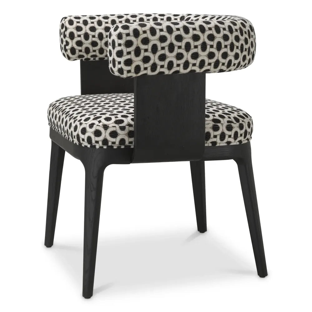 Scaun tapitat cu Stofa Alb/Negru L69xA56xH73cm Dubois Eichholtz