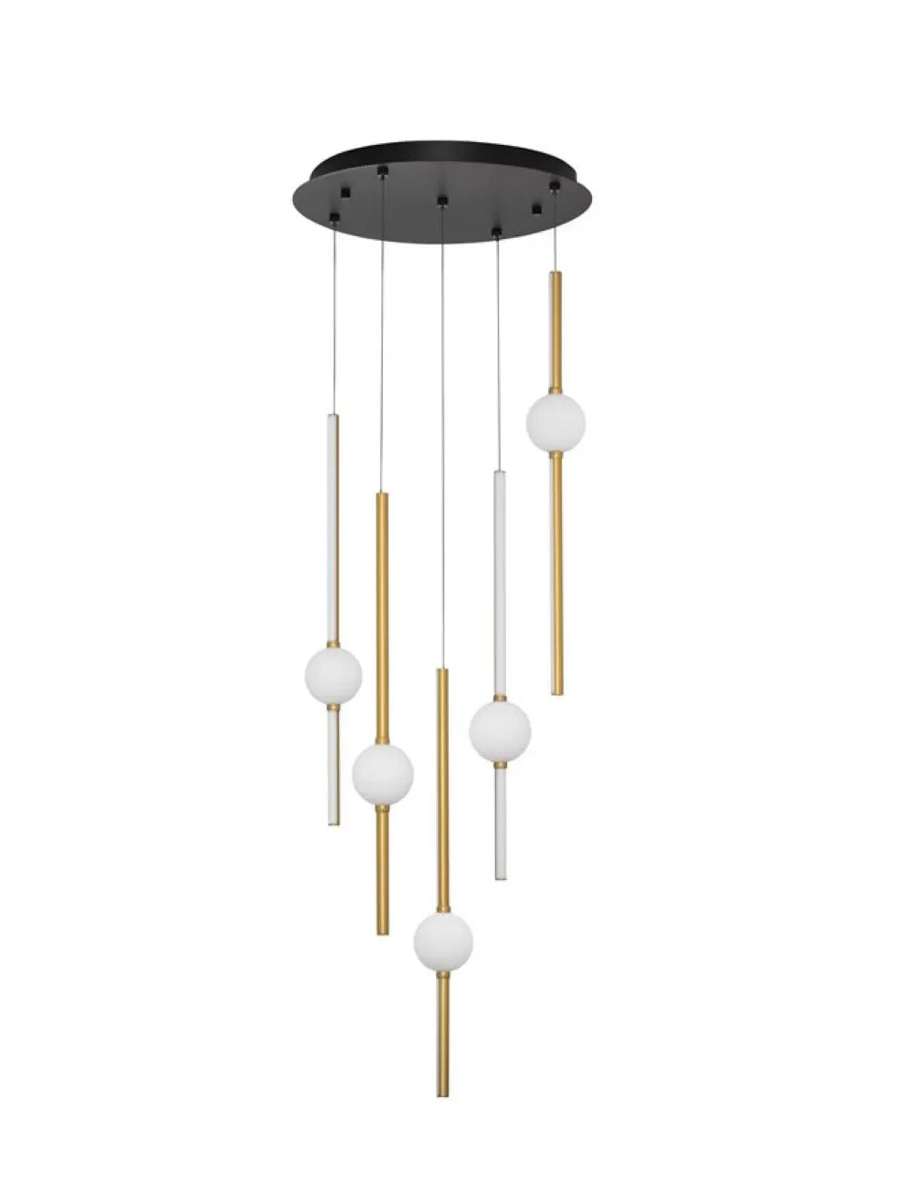 Candelabru structura din Aluminiu Negru/Auriu si abajur din Sticla Alb H50xL52cm IP20 60W 5589lm 3000k ACROBAT