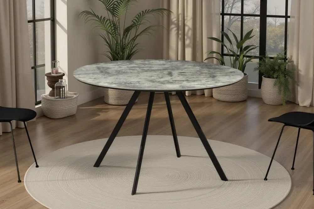 Masa din PAL Gri si Metal Negru D120xH75cm ATELIER