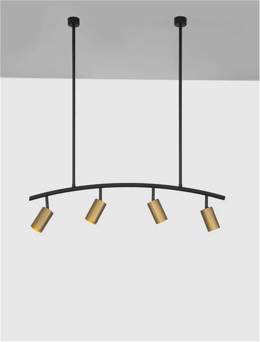 Lustra structura din Aluminiu Negru si abajur din Aluminiu Auriu H90xL96.5cm IP20 POGNO