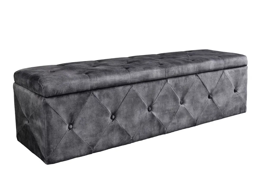 Bancheta cu spatiu de depozitare din Catifea Gri H40xL140cm Extravagancia