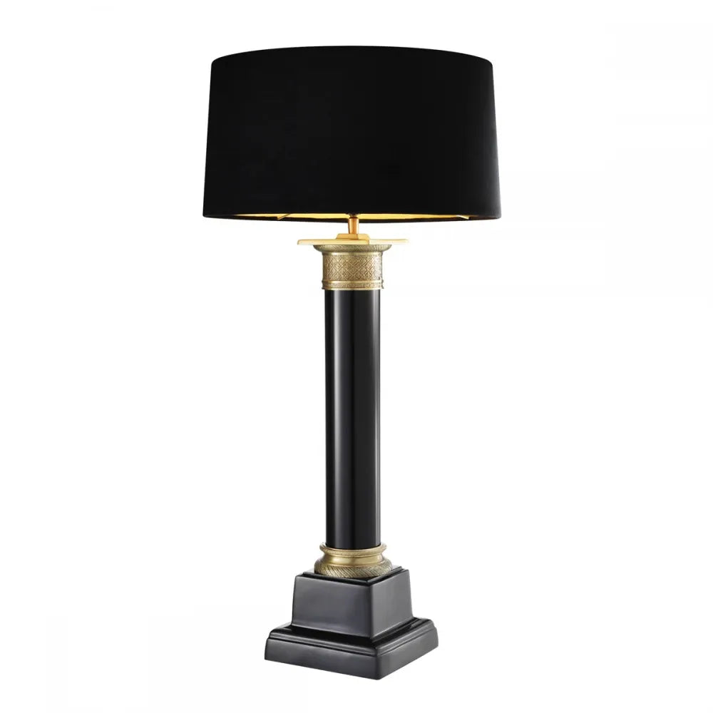 Veioza din Metal Negru/Alama si Stofa Negru H83xD40.5cm Monaco Eichholtz