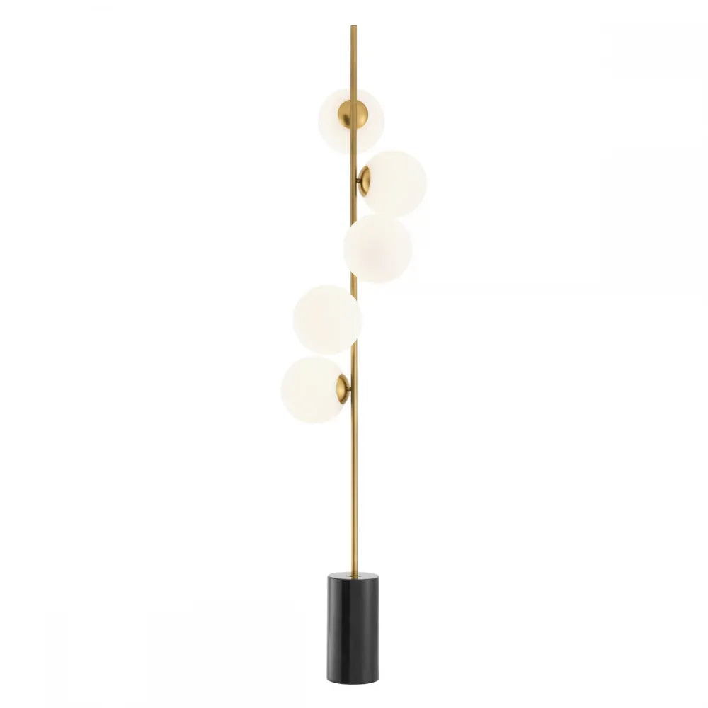 Lampa de podea din Metal/Marmura Alama/Negru si Sticla Alb H190xL44cm Tempo Eichholtz