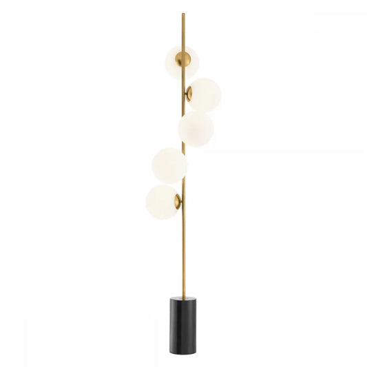 Lampa de podea din Metal/Marmura Alama/Negru si Sticla Alb H190xL44cm Tempo Eichholtz