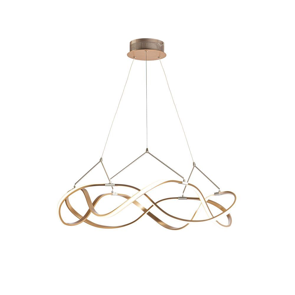 Lustra rotunda cu inaltime reglabila din Aluminiu Auriu cu LED D80xH130cm Molly