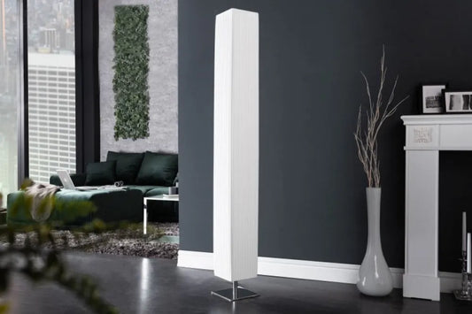 Lampa de podea din Metal Argintiu si Textil Alb H160xL20cm Paris