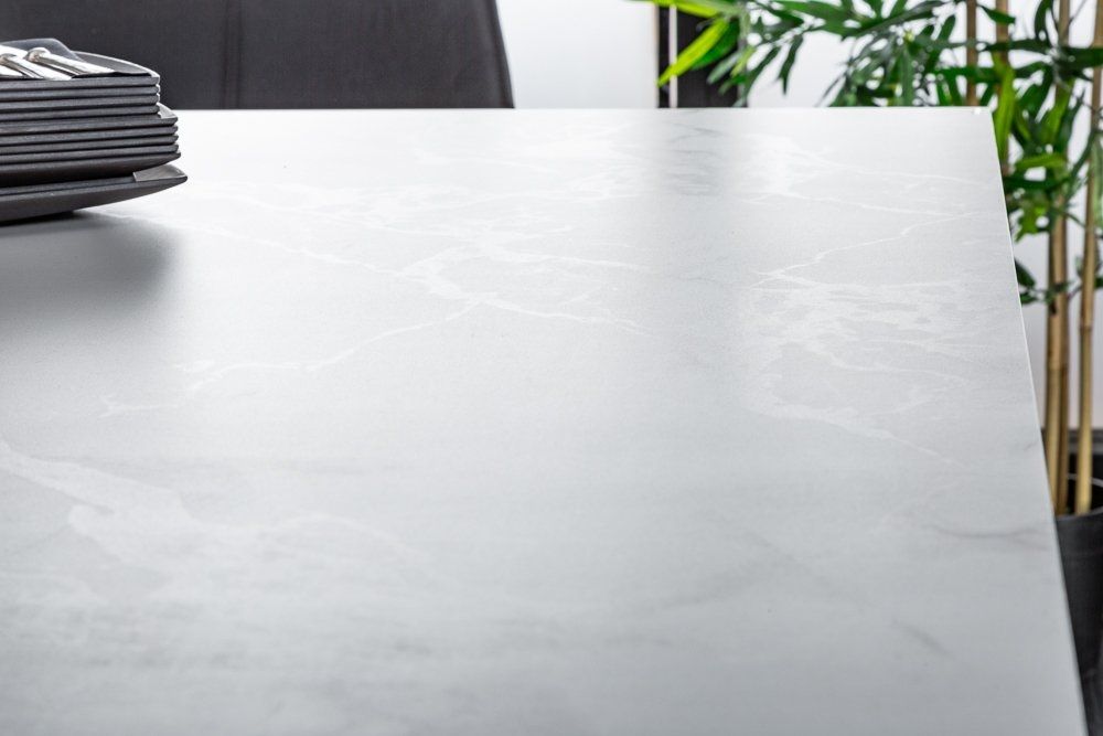 Masa extensibila dreptunghiulara din Ceramica Alb/Negru de 8-10 persoane L180/260x90cm Euphoria