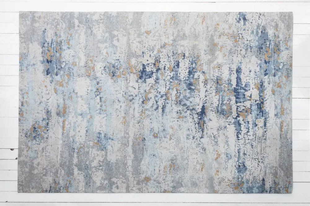 Covor din Bumbac/Poliester Gri/Albastru L350cm Abstract