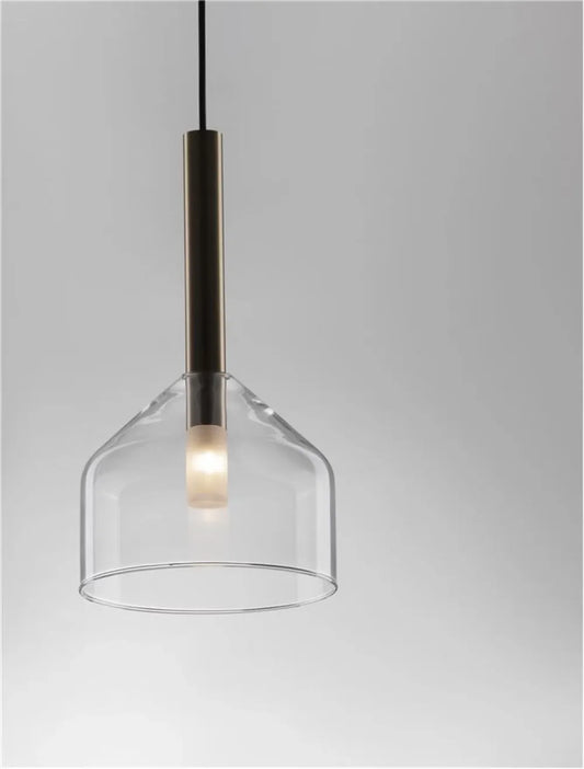 Pendul structura din Metal Negru/Auriu si abajur din Sticla Transparent H190.5xL20cm IP20 AMELIA