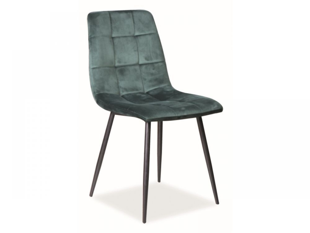 Set 2 scaune tapitate cu Catifea Verde cu picioare din Metal Negru H86xL45xA41cm Mila