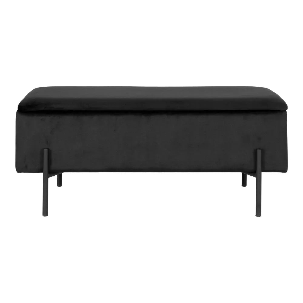Bancheta din Metal Negru si Catifea Negru H43xL95cm Watford