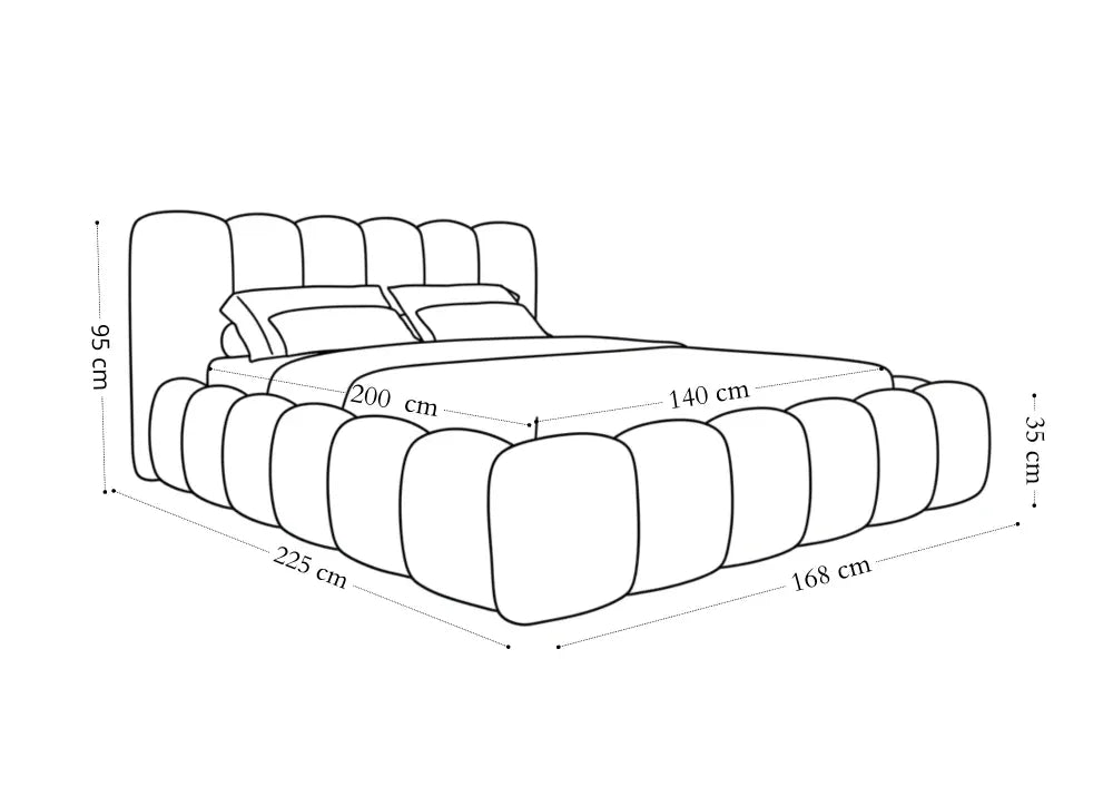 Pat tapitat cu material raiat Bej 140 x 200 Dallas slim