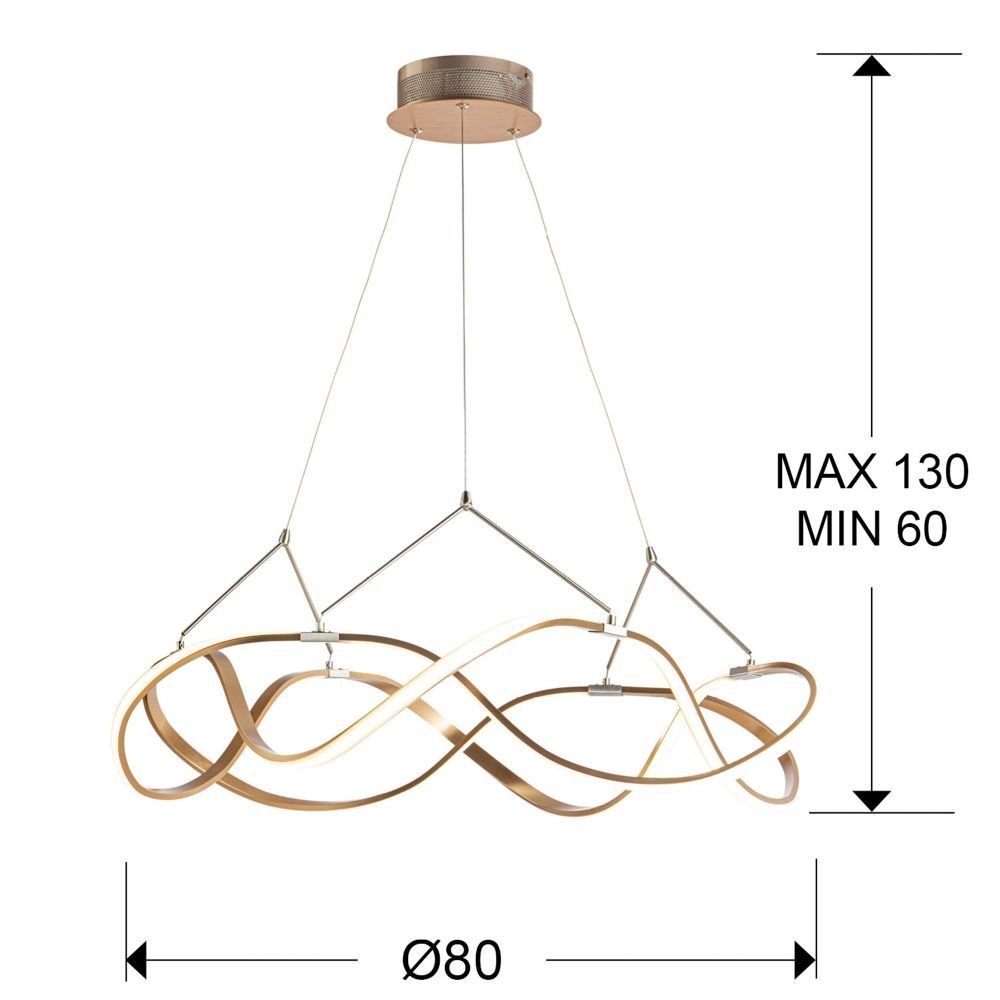Lustra rotunda cu inaltime reglabila din Aluminiu Auriu cu LED D80xH130cm Molly