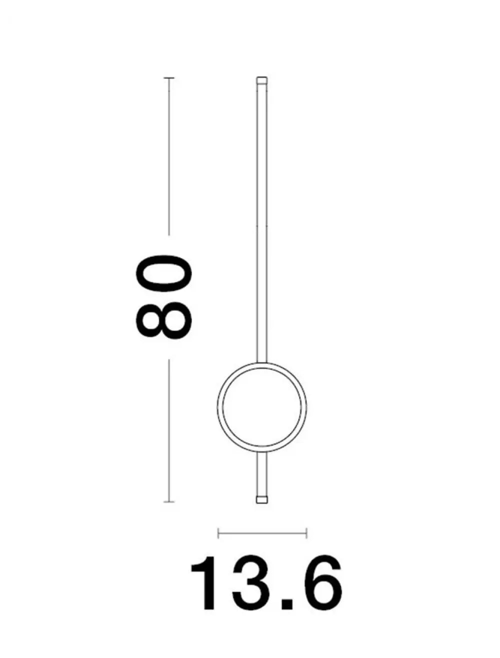 Aplica de perete din Aluminiu Negru H80xL13.6cm IP20 22W 1560lm 3000k CLOCK
