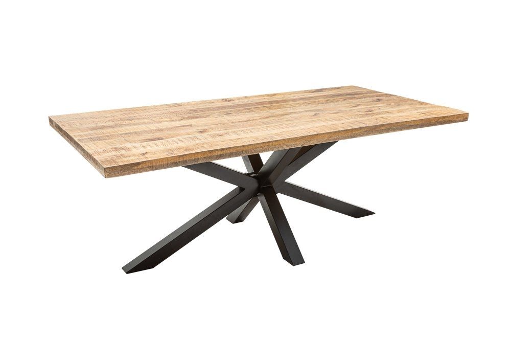 Masa dreptunghiulara din Lemn masiv de mango Maro/Negru de 8 persoane L200x100cm Galaxie