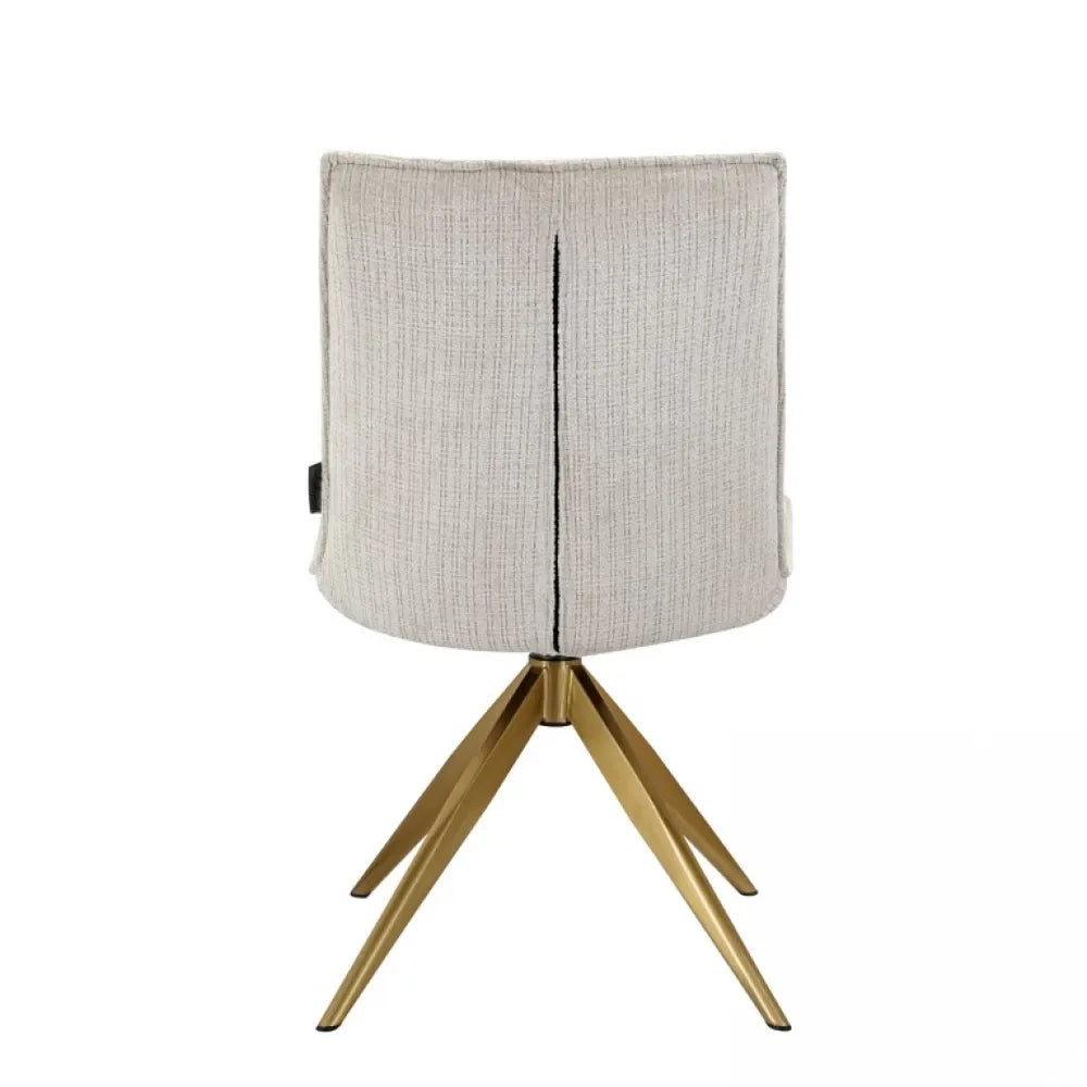 Scaun tapitat cu Chenille Bej cu picioare din Metal Auriu H89xL52xA63cm Dakota Richmond Interiors