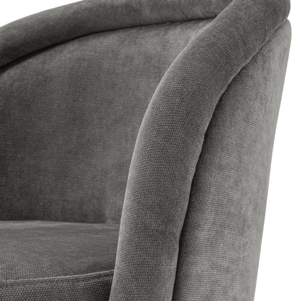 Set 2 scaune cu brate din Catifea si Metal Gri/Negru H77xL58xA49.5cm Eichholtz Chloe