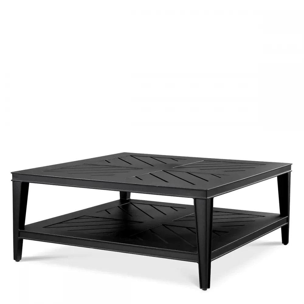 Masuta de cafea patrata pentru exterior din Metal Negru H42xL100cm Bell Rive Eichholtz