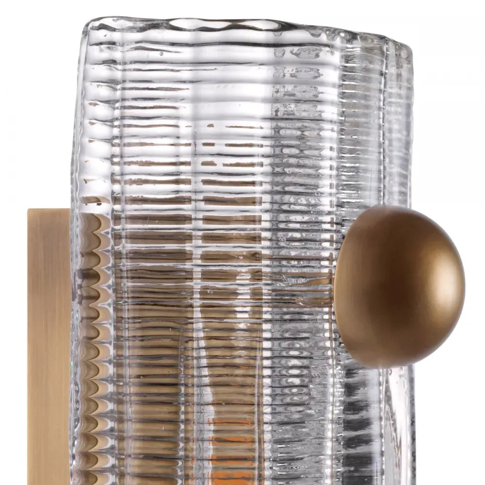 Aplica de perete din Otel inoxdabil Alama atichizata si Sticla Transparent H50xL12cm Dara Eichholtz