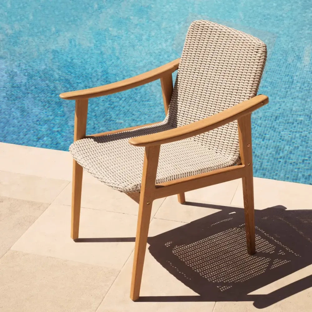 Scaun de exterior din Lemn de tec Maro si Polietilena Maro taupe H89xL58.5xA62cm Honolulu Eichholtz