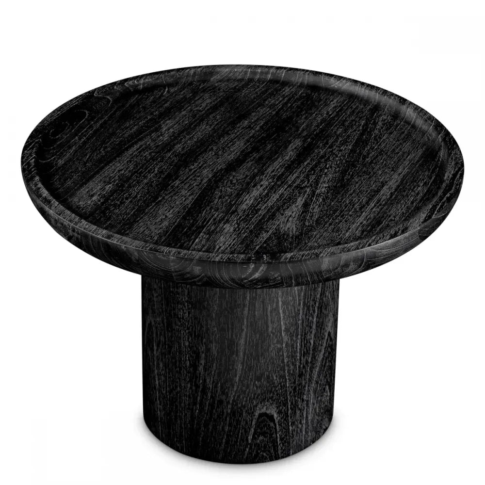 Masuta laterala Rotunda din Furnir Gri carbune D64.5xH46cm Rouault Eichholtz