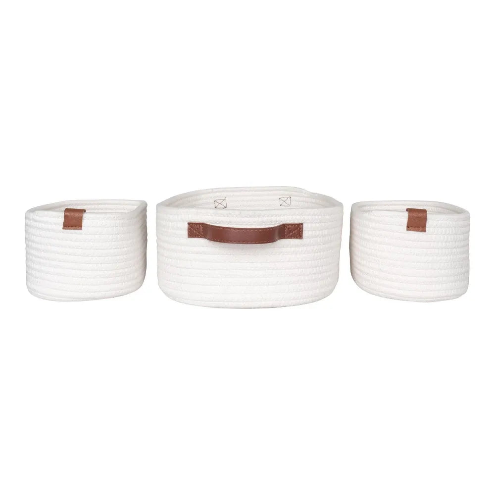 Set 3 cosuri depozitare din Bumbac Alb H11/11/13xL16/16/25cm Jarana