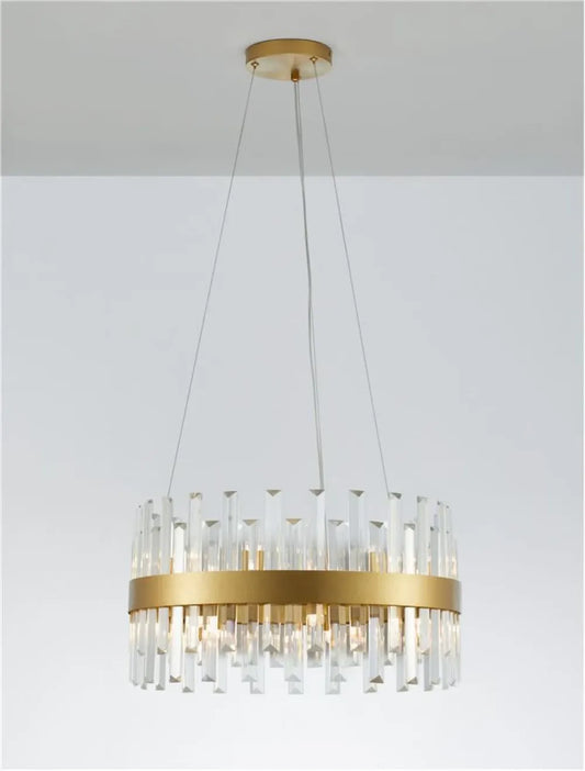 Candelabru structura din Metal Auriu si abajur din Cristal Transparent H120xL55cm IP20 CROWN
