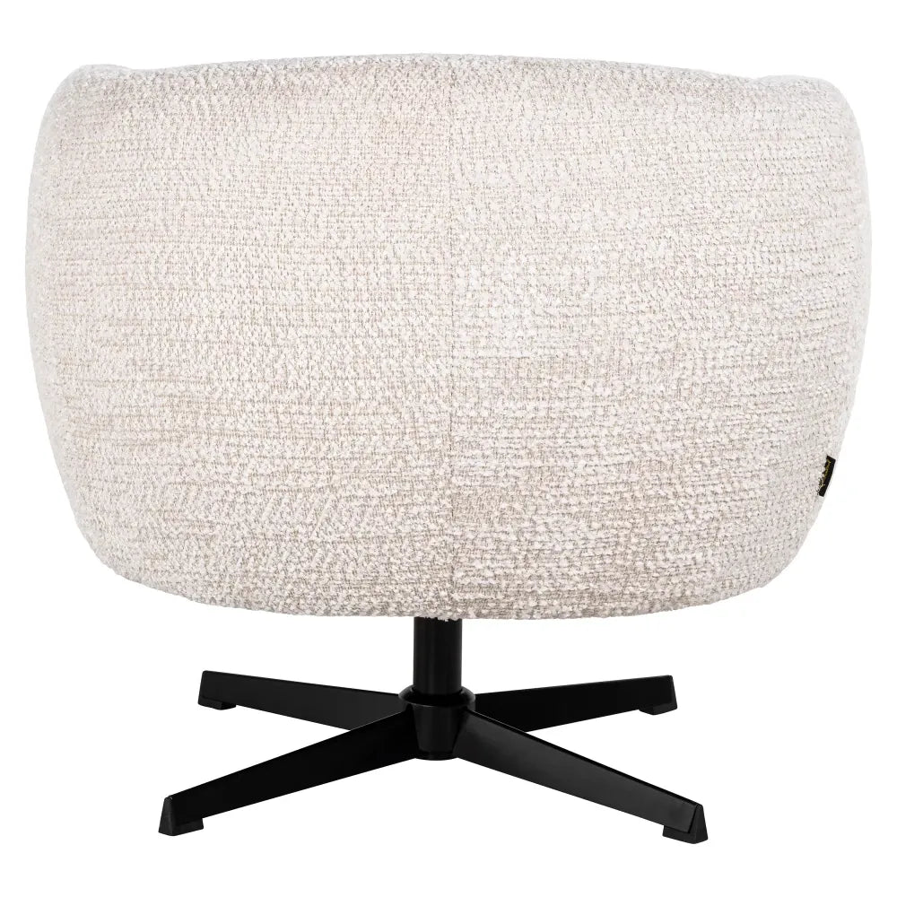 Fotoliu pivotant tapitat cu Stofa Be lovely Crem cu picioare din Metal Negru H75xL80xA80cm Estelle Richmond Interiors
