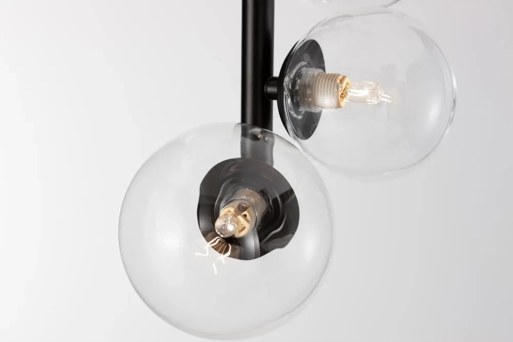 Lustra structura din Metal Negru si abajur din Sticla Transparent H120xL28cm IP20 ODILLIA