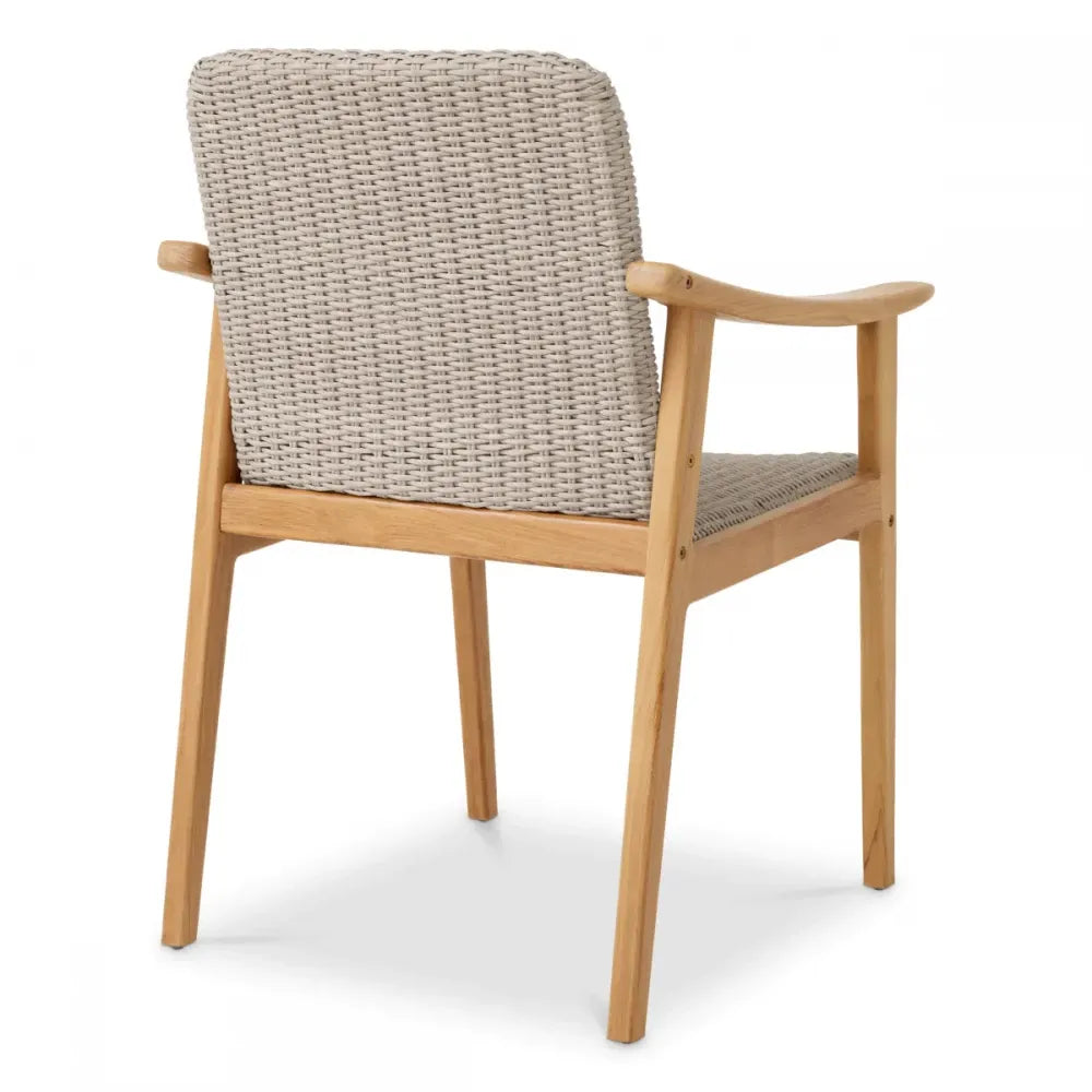 Scaun de exterior din Lemn de tec Maro si Polietilena Maro taupe H89xL58.5xA62cm Honolulu Eichholtz