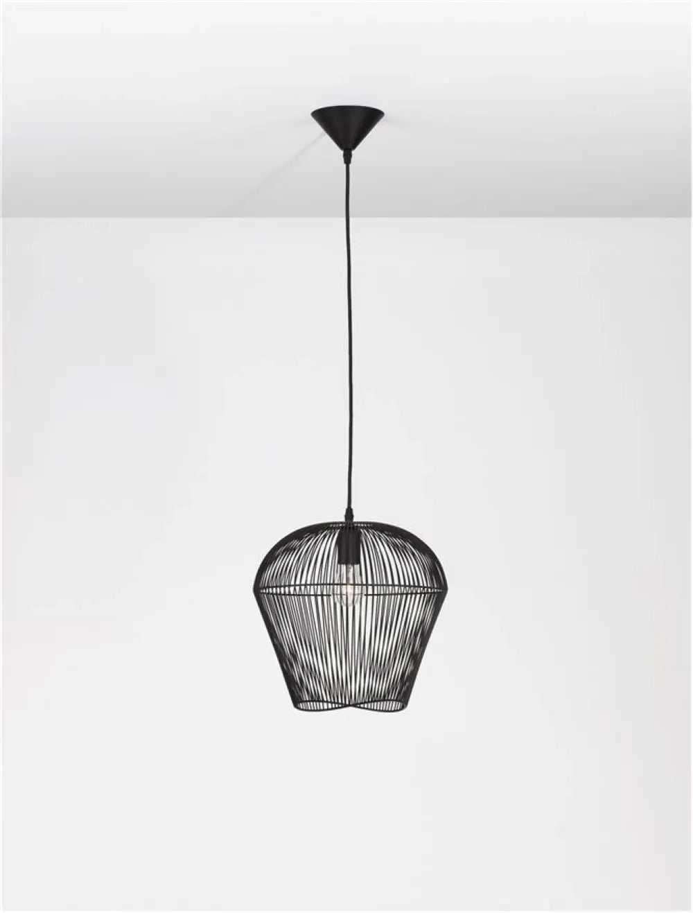 Pendul structura din Aluminiu Negru si abajur din Aluminiu Negru H185xL31.5cm IP20 BREDO